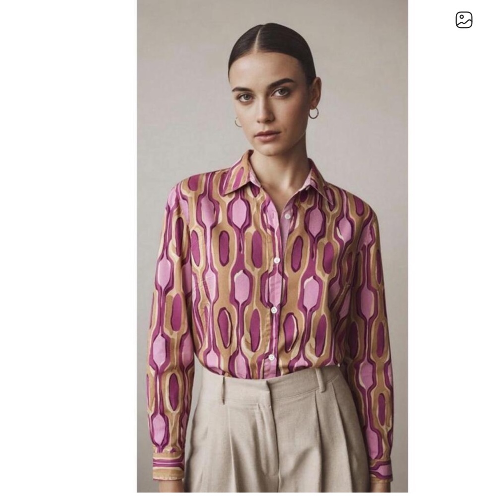 J McLaughlin Women’s Lois Button-Up Shirt in Geo Maze Size M